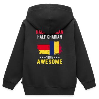 Half German Half Chader - Kids Premium Organic Zip-up Hoodie - black - Back - AI Model Kid Male (0cm)