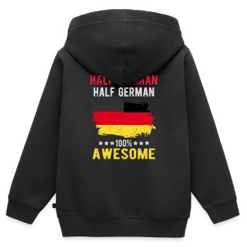 Halb Deutsch Halb Deutscher - Kinder Premium Organic Zip Hoodie - Schwarz - Hinten - AI Model Kid Male (0cm)