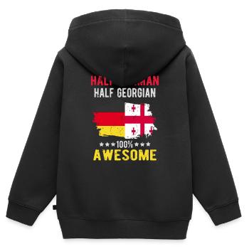 Half German Half Georgian - Kids Premium Organic Zip-up Hoodie - black - Back - AI Model Kid Male (0cm)