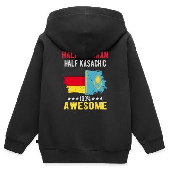Half German Half Kazakh - Kids Premium Organic Zip-up Hoodie - black - Back - AI Model Kid Male (0cm)