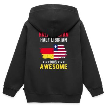 Halb Deutsch Halb Libyer - Kinder Premium Organic Zip Hoodie - Schwarz - Hinten - AI Model Kid Male (0cm)