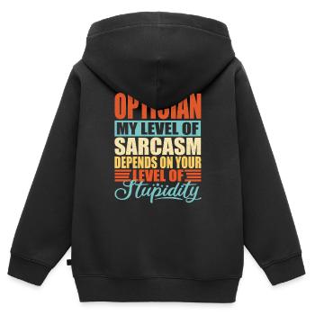 Sarcasme d’opticien Drôle d’opticien - Sweat Premium à capuche zippé enfant bio - noir - Dos - AI Model Kid Male (0cm)