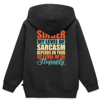 Chanteur Chanteur Drôle Cadeau Chanteur Chanteur - Sweat Premium à capuche zippé enfant bio - noir - Dos - AI Model Kid Male (0cm)