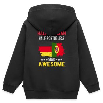 Half German half Portuguese - Kids Premium Organic Zip-up Hoodie - black - Back - AI Model Kid Male (0cm)