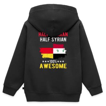 Half German half Syrian - Kids Premium Organic Zip-up Hoodie - black - Back - AI Model Kid Male (0cm)