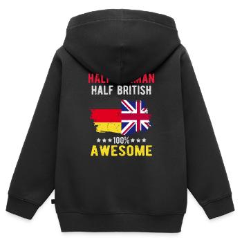 Half German Half British - Kids Premium Organic Zip-up Hoodie - black - Back - AI Model Kid Male (0cm)