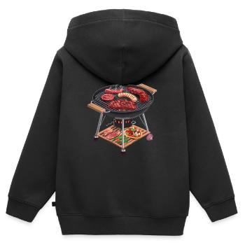 Grillgenuss in 2D: Sizzling Barbecue Delikatessen - Kinder Premium Organic Zip Hoodie - Schwarz - Hinten - AI Model Kid Male (0cm)