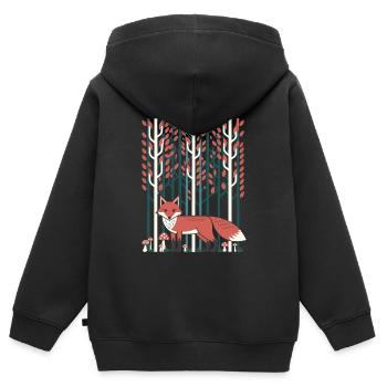Verträumte Waldszene im Cottagecore-Stil - Kinder Premium Organic Zip Hoodie - Schwarz - Hinten - AI Model Kid Male (0cm)
