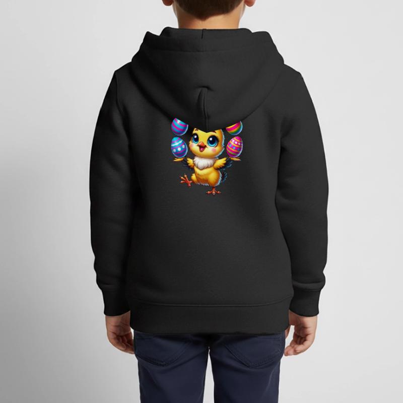 Easter Chicken Chick Easter Egg Juggling Kids Premium Organic Zip-up Hoodie