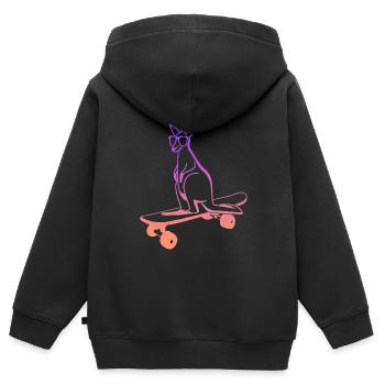 Skateboarding Kangaroo Skateboard Skater - Kinder Premium Organic Zip Hoodie - Schwarz - Hinten - AI Model Kid Male (0cm)