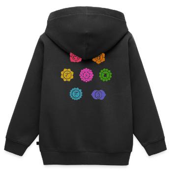 Chakras - Sweat Premium à capuche zippé enfant bio - noir - Dos - AI Model Kid Male (0cm)