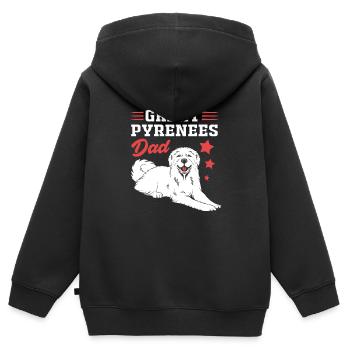 Chien des Pyrénées - Sweat Premium à capuche zippé enfant bio - noir - Dos - AI Model Kid Male (0cm)