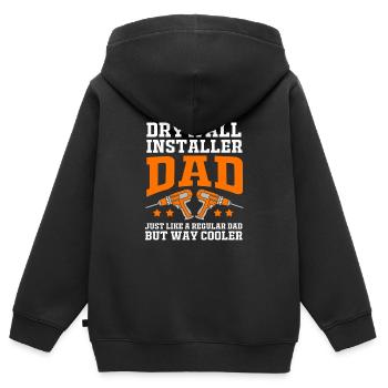 Construction site drywall assembly fitter father dad - Kids Premium Organic Zip-up Hoodie - black - Back - AI Model Kid Male (0cm)