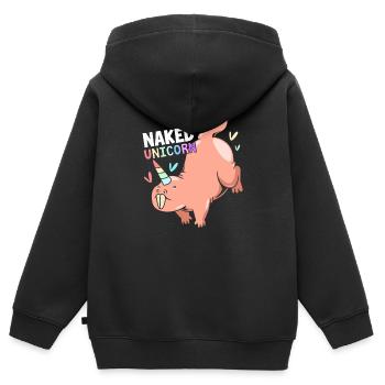 Chiot de sable - Sweat Premium à capuche zippé enfant bio - noir - Dos - AI Model Kid Male (0cm)