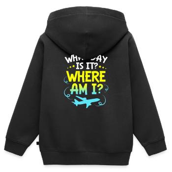 Flugbegleiter Stewardess - Kinder Premium Organic Zip Hoodie - Schwarz - Hinten - AI Model Kid Male (0cm)