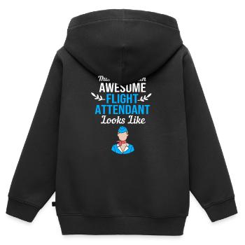 Flugbegleiter Stewardess - Kinder Premium Organic Zip Hoodie - Schwarz - Hinten - AI Model Kid Male (0cm)