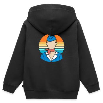 Stewardess Flugbegleiter - Kinder Premium Organic Zip Hoodie - Schwarz - Hinten - AI Model Kid Male (0cm)