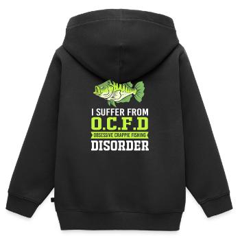 Crappie Fisch Barsch Sonnenbarsch - Kinder Premium Organic Zip Hoodie - Schwarz - Hinten - AI Model Kid Male (0cm)