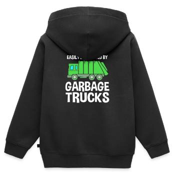 Müllwagen Müllauto Müllmann Mülleimer - Kinder Premium Organic Zip Hoodie - Schwarz - Hinten - AI Model Kid Male (0cm)