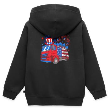 Müllwagen Müllauto Müllmann Mülleimer - Kinder Premium Organic Zip Hoodie - Schwarz - Hinten - AI Model Kid Male (0cm)