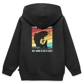 Forelle Forellenteich Angelrute Angler Anglerfisch - Kinder Premium Organic Zip Hoodie - Schwarz - Hinten - AI Model Kid Male (0cm)