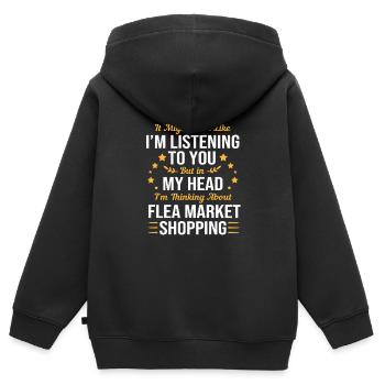 Flea market flea market - Kids Premium Organic Zip-up Hoodie - black - Back - AI Model Kid Male (0cm)