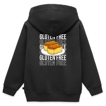 Glutenfrei - Kinder Premium Organic Zip Hoodie - Schwarz - Hinten - AI Model Kid Male (0cm)
