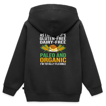 Glutenfrei Gluten - Kinder Premium Organic Zip Hoodie - Schwarz - Hinten - AI Model Kid Male (0cm)