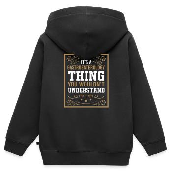 Gastro-entérologie - Sweat Premium à capuche zippé enfant bio - noir - Dos - AI Model Kid Male (0cm)