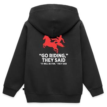 Courses de chevaux - Sweat Premium à capuche zippé enfant bio - noir - Dos - AI Model Kid Male (0cm)