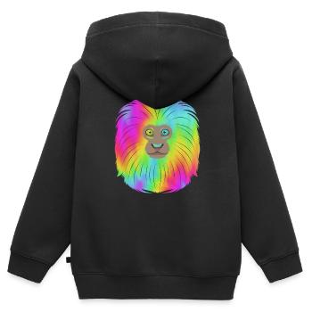 Singe Tamarin Singe Singe Visage de Singe - Sweat Premium à capuche zippé enfant bio - noir - Dos - AI Model Kid Male (0cm)