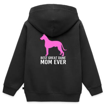 Dogue allemand - Sweat Premium à capuche zippé enfant bio - noir - Dos - AI Model Kid Male (0cm)