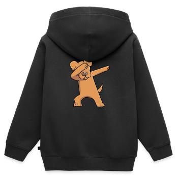 Dogue allemand - Sweat Premium à capuche zippé enfant bio - noir - Dos - AI Model Kid Male (0cm)