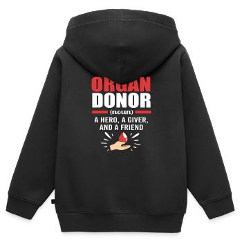 Nierenspender Spender Niere - Kinder Premium Organic Zip Hoodie - Schwarz - Hinten - AI Model Kid Male (0cm)