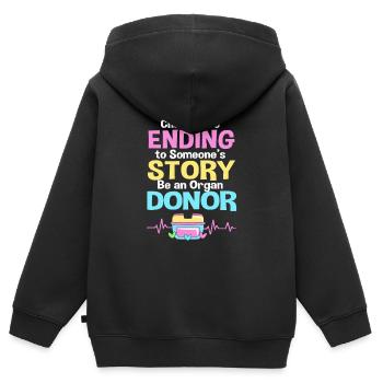 Nierenspender Spender Niere - Kinder Premium Organic Zip Hoodie - Schwarz - Hinten - AI Model Kid Male (0cm)