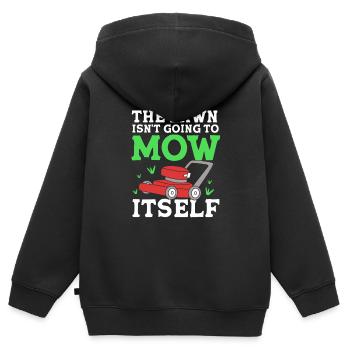 Rasenmäher Rasen (Wiese) - Kinder Premium Organic Zip Hoodie - Schwarz - Hinten - AI Model Kid Male (0cm)