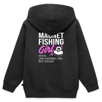 Pêche à l’aimant Pêcheur à l’aimant Pêche à l’aimant - Sweat Premium à capuche zippé enfant bio - noir - Dos - AI Model Kid Male (0cm)
