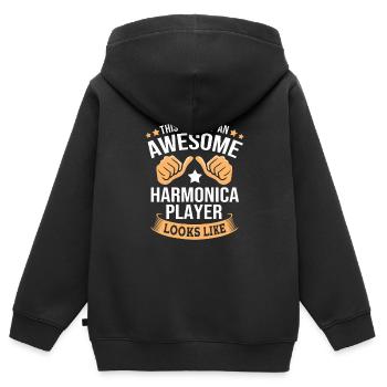 Harmonica Folk Music Folk Festival - Kids Premium Organic Zip-up Hoodie - black - Back - AI Model Kid Male (0cm)