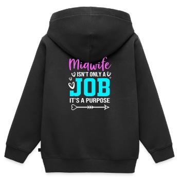 Sage-femme - Sweat Premium à capuche zippé enfant bio - noir - Dos - AI Model Kid Male (0cm)