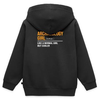 Archäologie Mädchen Tochter Mutter - Kinder Premium Organic Zip Hoodie - Schwarz - Hinten - AI Model Kid Male (0cm)