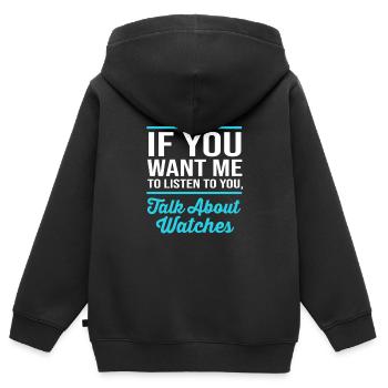 Mouvement de la montre - Sweat Premium à capuche zippé enfant bio - noir - Dos - AI Model Kid Male (0cm)