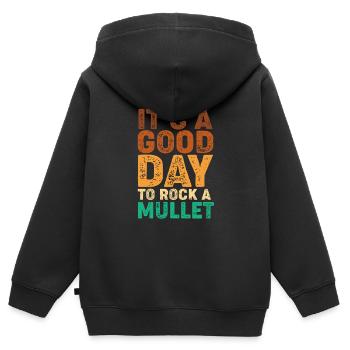 coupe de cheveux mulet - Sweat Premium à capuche zippé enfant bio - noir - Dos - AI Model Kid Male (0cm)