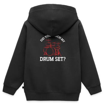 Drummer Drumsticks Tambours - Sweat Premium à capuche zippé enfant bio - noir - Dos - AI Model Kid Male (0cm)