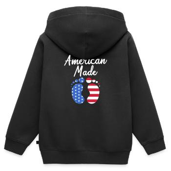 Baby Shower Juillet - Sweat Premium à capuche zippé enfant bio - noir - Dos - AI Model Kid Male (0cm)