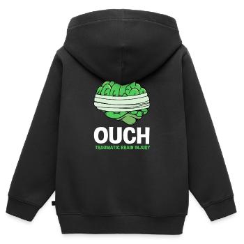 Traumatic brain injury, traumatic brain injury, car accident - Kids Premium Organic Zip-up Hoodie - black - Back - AI Model Kid Male (0cm)