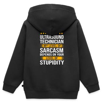 Technicien en ultrasons Technicien en ultrasons - Sweat Premium à capuche zippé enfant bio - noir - Dos - AI Model Kid Male (0cm)
