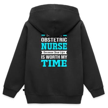 Krankenschwester Schwangerschaft Krankenhaus - Kinder Premium Organic Zip Hoodie - Schwarz - Hinten - AI Model Kid Male (0cm)