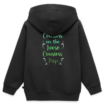Cousin - Kinder Premium Organic Zip Hoodie - Schwarz - Hinten - AI Model Kid Male (0cm)