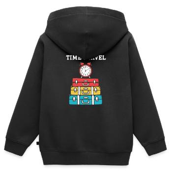 Time travel - Kids Premium Organic Zip-up Hoodie - black - Back - AI Model Kid Male (0cm)