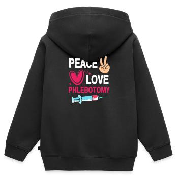 Phlebotomist Pflege Pfleger Pflegerin Blutentnahme - Kinder Premium Organic Zip Hoodie - Schwarz - Hinten - AI Model Kid Male (0cm)